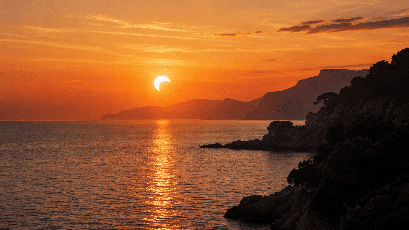 puesta de sol eclipsada